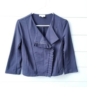 Loft outlet petite Moto busines ruffle blazer zip